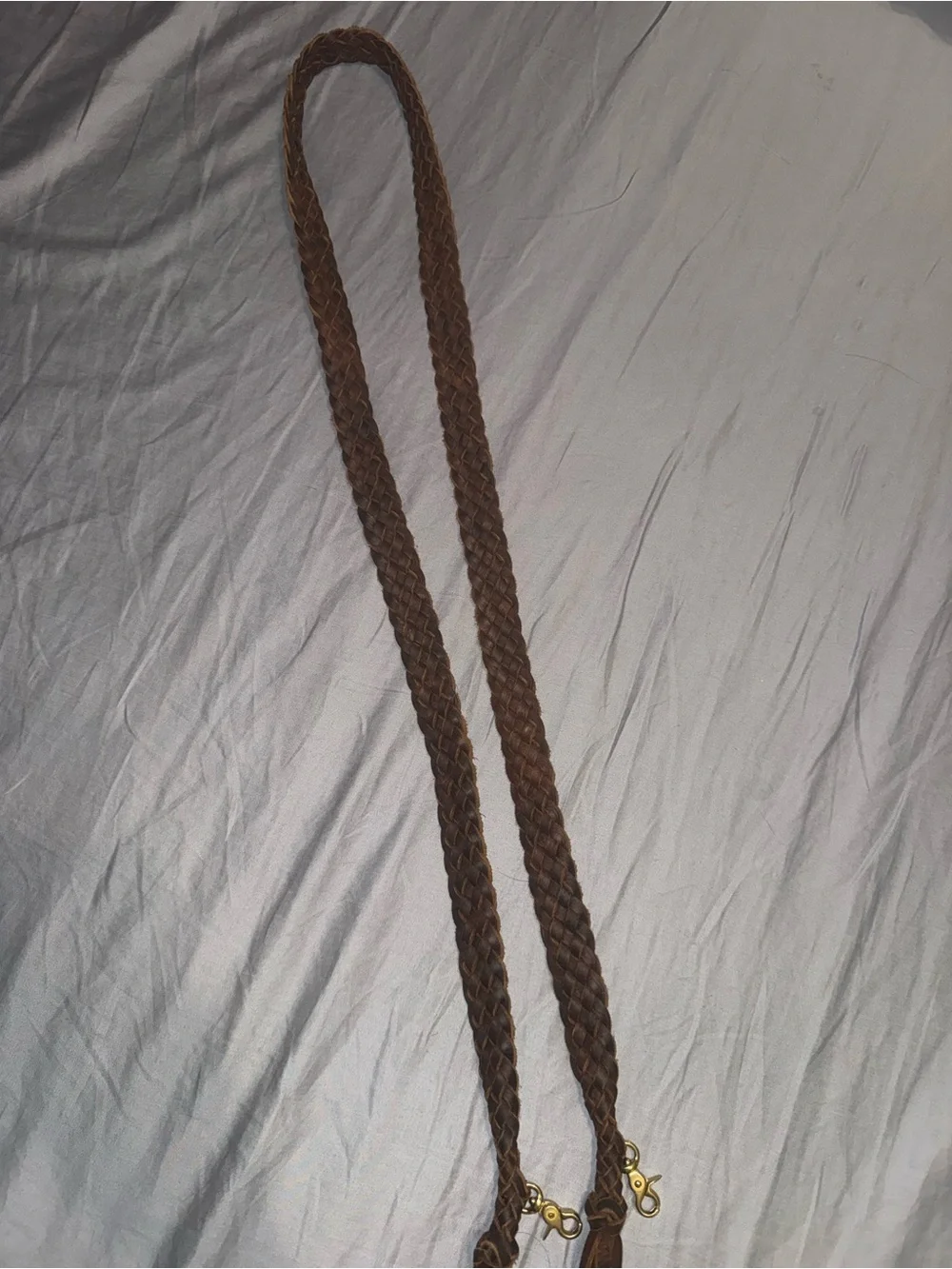 Brown Braided genuine Leather Crossbody Strap with Tassels